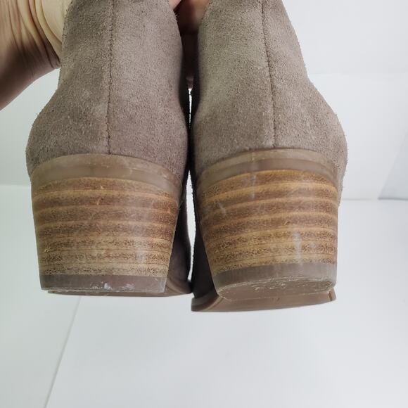 Lucky Brand Boots Womens 6.5 M Fahmida Casual Ankle Bootie Taupe Suede Heels - Picture 11 of 13